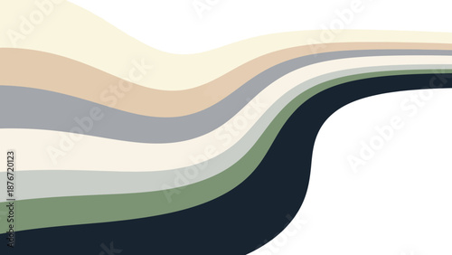 Modern abstract wavy lines in earthy tones on white background