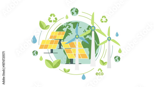 Renewable energy sources for a sustainable future with solar panels and wind turbines