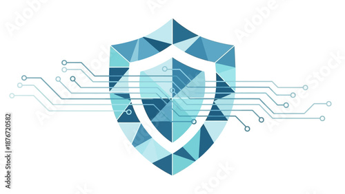 Modern shield icon with circuit board design for cybersecurity