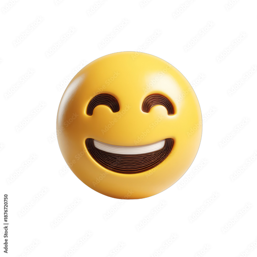 Fototapeta premium Happy Smiling Emoji Ball with Bright Yellow Color on Transparent Background