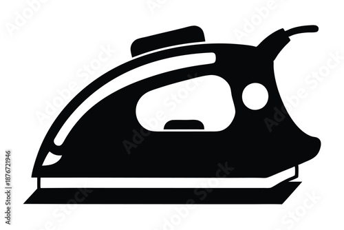 Heavy Duty Industrial Iron Silhouette, Professional Black and White Vector Graphic of Commercial Laundry Pressing Equipment