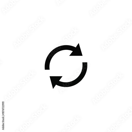 Simple black circular arrows symbolizing rotation or refresh on a white background