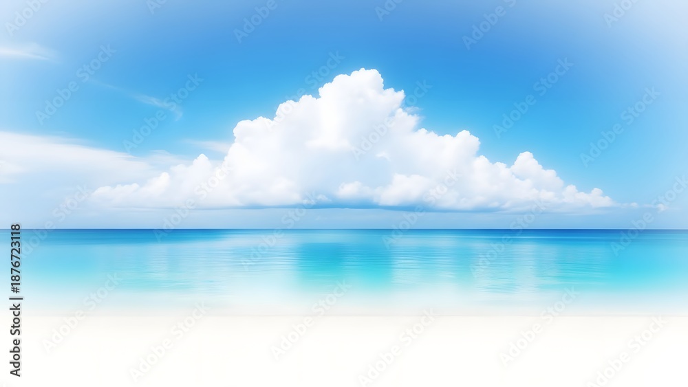 Obraz premium Serene ocean scene with large cumulus cloud