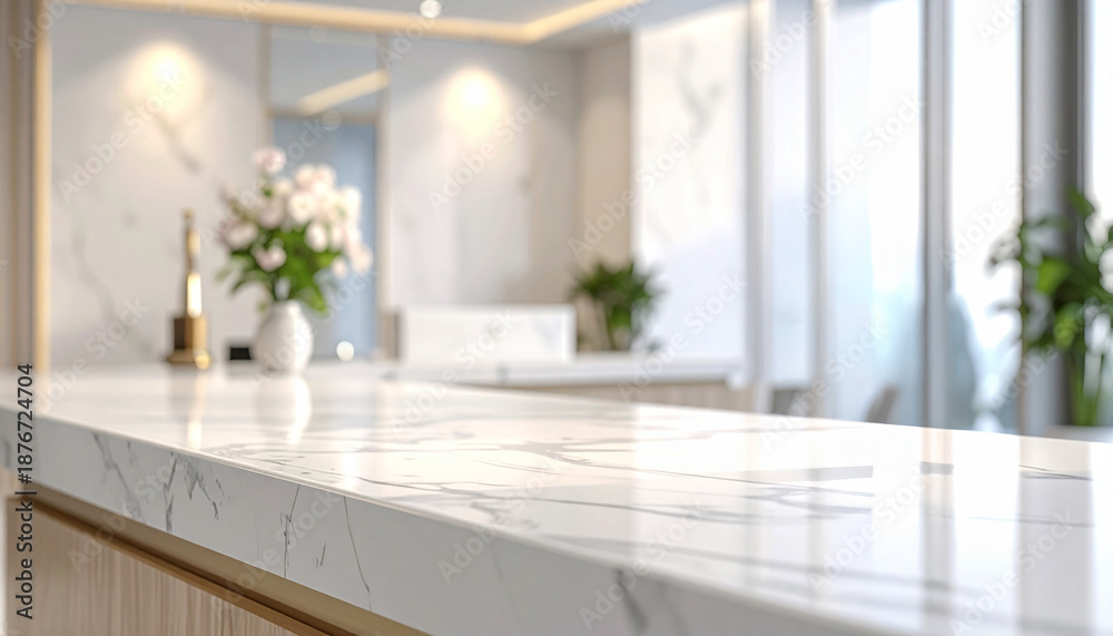 Fototapeta premium Luksusowy salon urody recepcja marmurowy blat tło