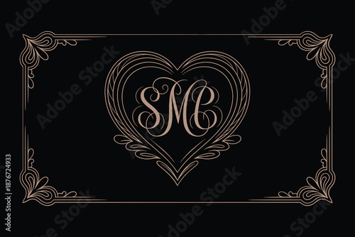 Elegant monogram heart design isolated on white background, Vector