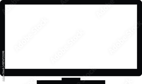A simple line art icon depicting a flat screen television set with a stand