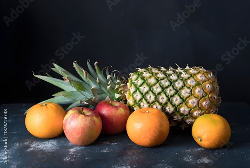 exotic fruits on black background