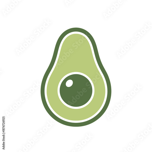 Stylized Avocado Illustration on Transparent Background