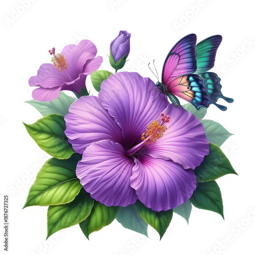 violet flowers on white background