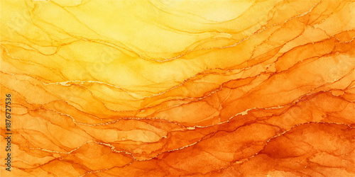 Abstract watercolor paint background with a vintage orange and yellow grunge texture featuring hot flame and smoke patterns on an artistic canvas