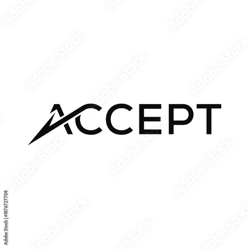 wordmark accept logo design, check verifield approved symbol icon vector template