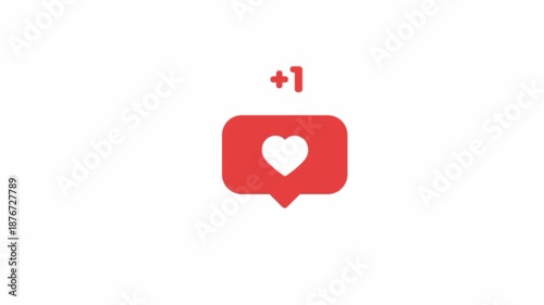 Social Media Like Notification Animation With Heart Icon And Plus One Counter