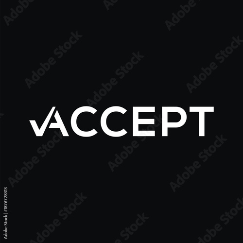 wordmark accept logo design, typography text accept graphic symbol icon vector template