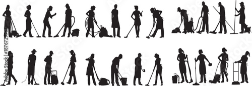 Cleaning Activity Silhouettes – Tools and Tasks in Motion