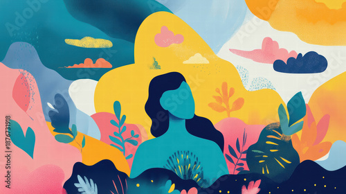 Colorful abstract woman symbolizing mental health support