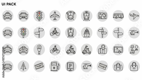 Collection of Transportation and City Icons.