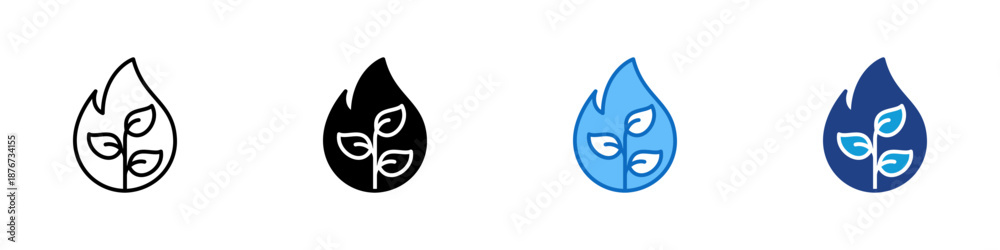 Obraz premium Burned Leaf Multiple Style Icon Design Vector - Leaf engulfed by flame shape, representing environmental damage, climate impact, and ecological loss