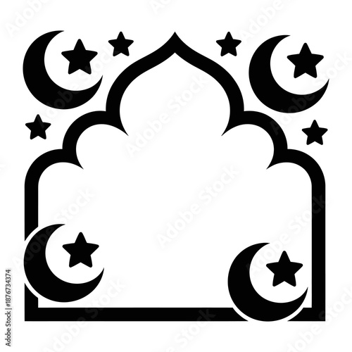 Islamic Frame Design: A beautifully crafted frame adorned with crescent moons and stars, celebrating the spiritual essence and festive traditions of the Islamic faith.