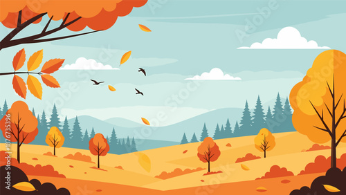 Autumn landscape with trees and mountains Autumn.