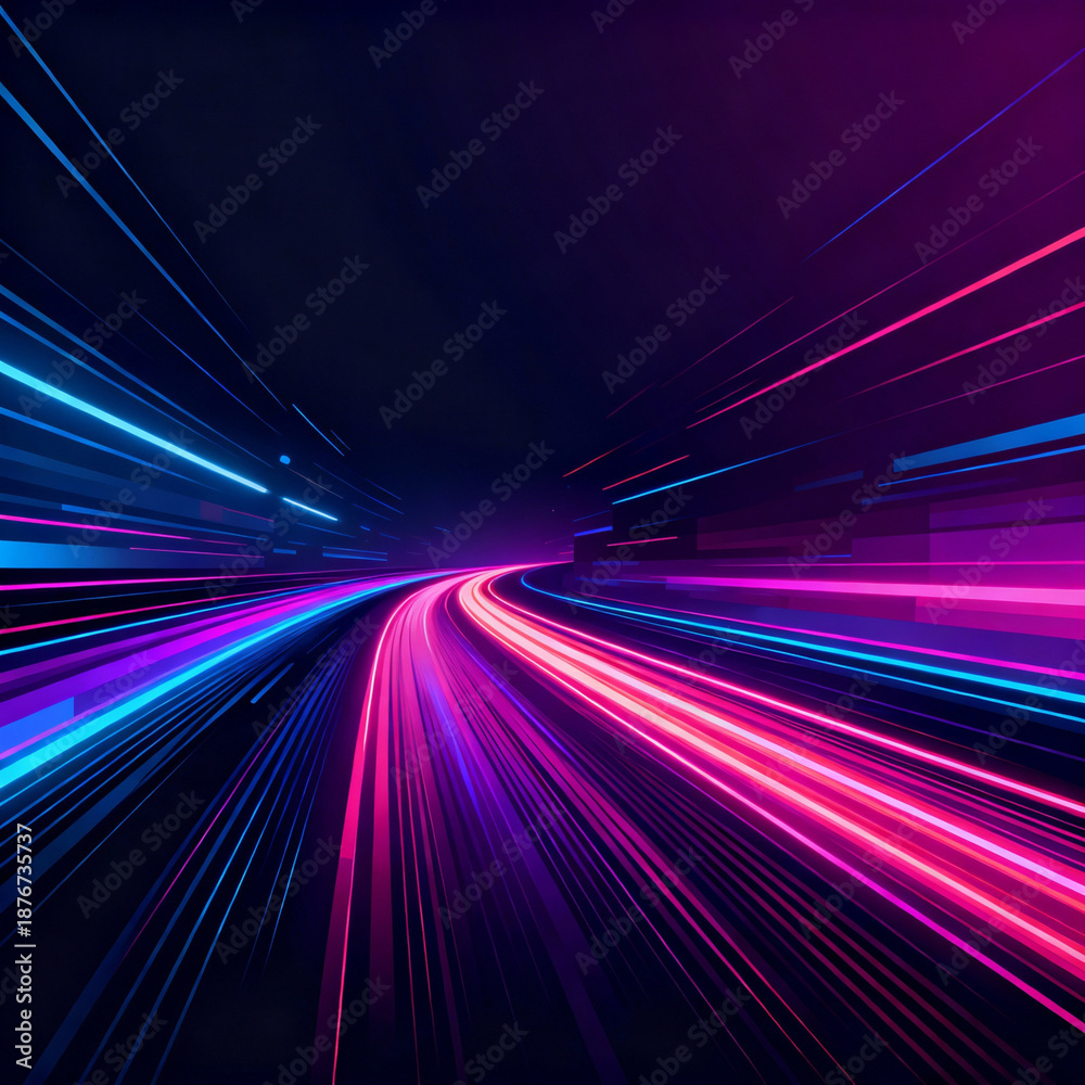 Fototapeta premium Neon Speed Trails in a Futuristic Cyber City