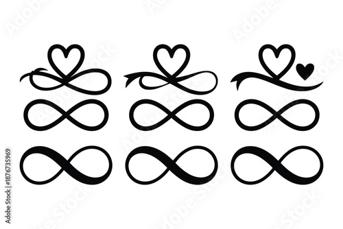 Infinity hearts symbols isolated on white background, Vector