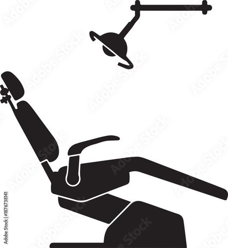 Minimalist Silhouette of Dental Clinic Chair with Examination Lamp