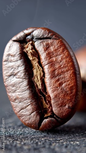 macro roasted coffee bean texture