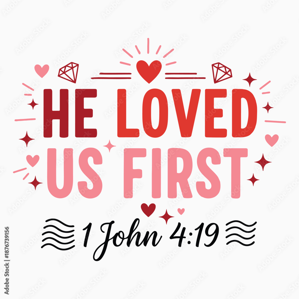 Fototapeta premium Inspirational christian quote with hearts and bible verse