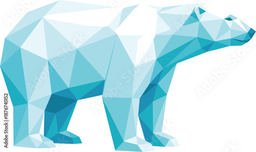 Low Poly Polar Bear Illustration - Geometric Arctic Wildlife Vector Art Design