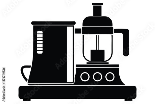 Sleek black and white food processor icon silhouette, perfect for modern kitchen and cooking themes.