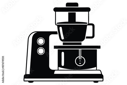 Monochromatic food processor outline, a simple vector graphic for culinary and kitchen technology concepts.