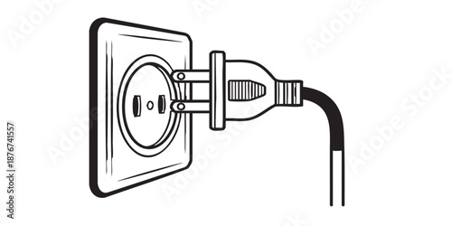 Power plug in outlet outline icon vector