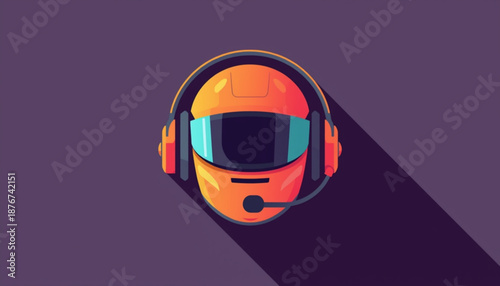 Formula 1 A vibrant illustration of a gaming helmet with a headset and microphone