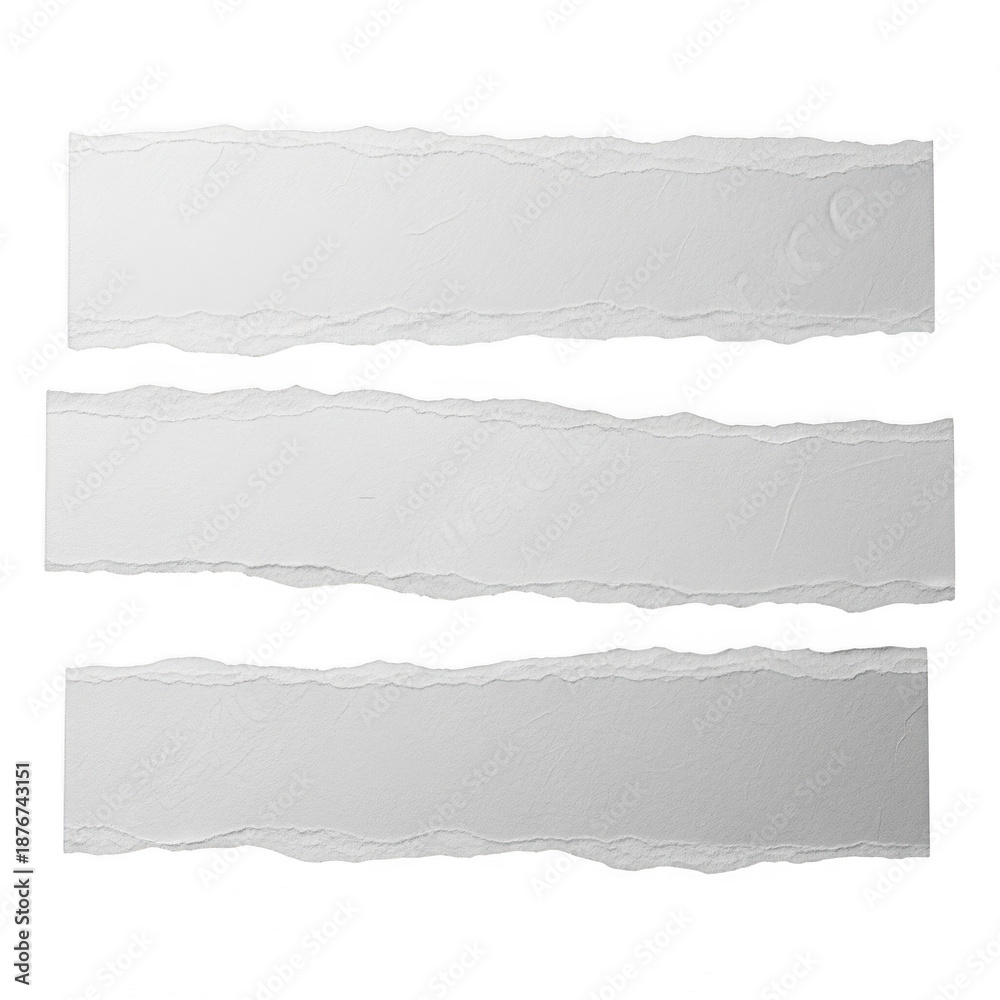 Fototapeta premium Torn paper strips isolated on transparent background