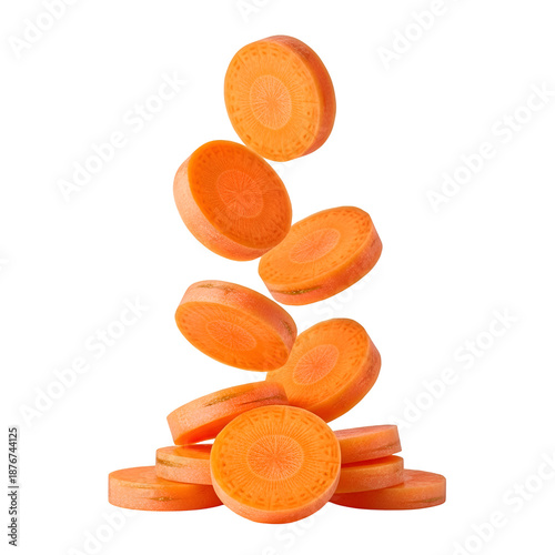 Wallpaper Mural Fresh raw carrot slices falling and tumbling into a pile. Torontodigital.ca