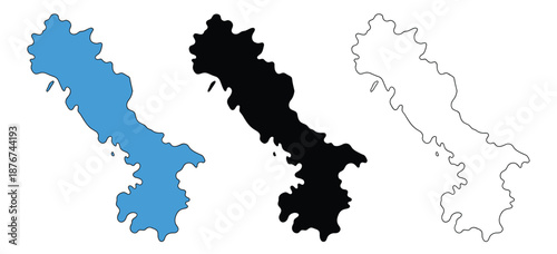 Colorful map illustrations of regions in various shades