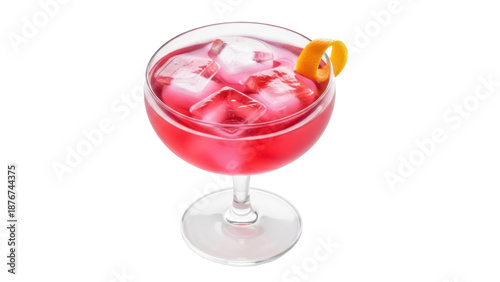 Bild auf Leinwand Cosmopolitan cocktail in coupe glass isolated PNG, refreshing alcoholic drink wi