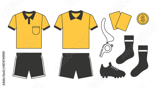 Sports Referee Apparel And Equipment Set With Foul Penalty Cards And Whistle For Game Management And officiating Supplies Collection