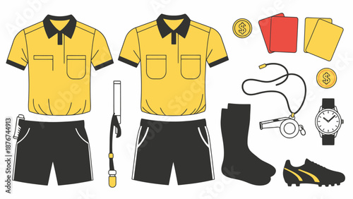 Sports Official Uniform Kit With Equipment For Game Supervision And Officiating Collection For Soccer Match Control Accessories