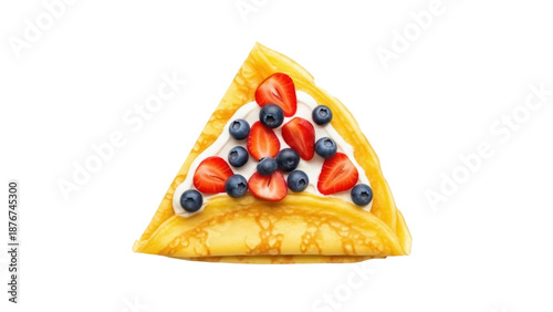 Φωτογραφία Delicious crepe with strawberries and blueberries isolated PNG, sweet breakfast