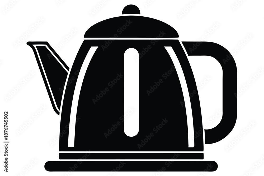 Fototapeta premium High-Quality Electric Kettle Outline, Monochromatic Black and White Vector Graphic for Beverage Preparation and Daily Rituals