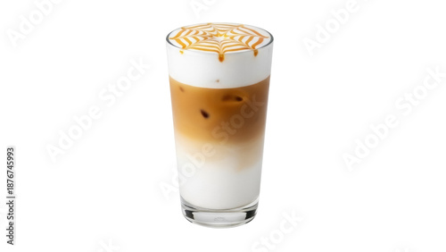 Bild auf Leinwand Iced caramel macchiato PNG isolated on transparent background, refreshing coffee