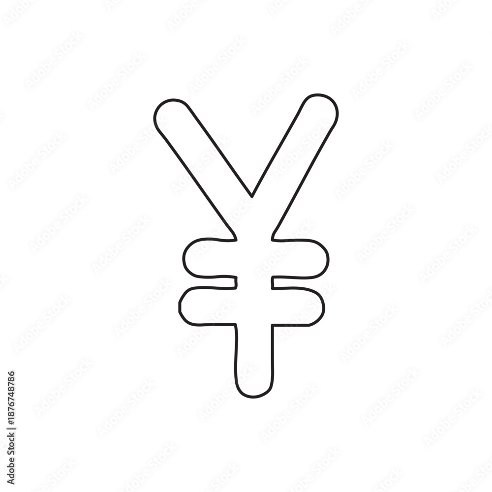 Obraz premium Chinese Yuan and Japanese Yen icon in circular outline. Money currency symbol. Asian economy and finance sign
