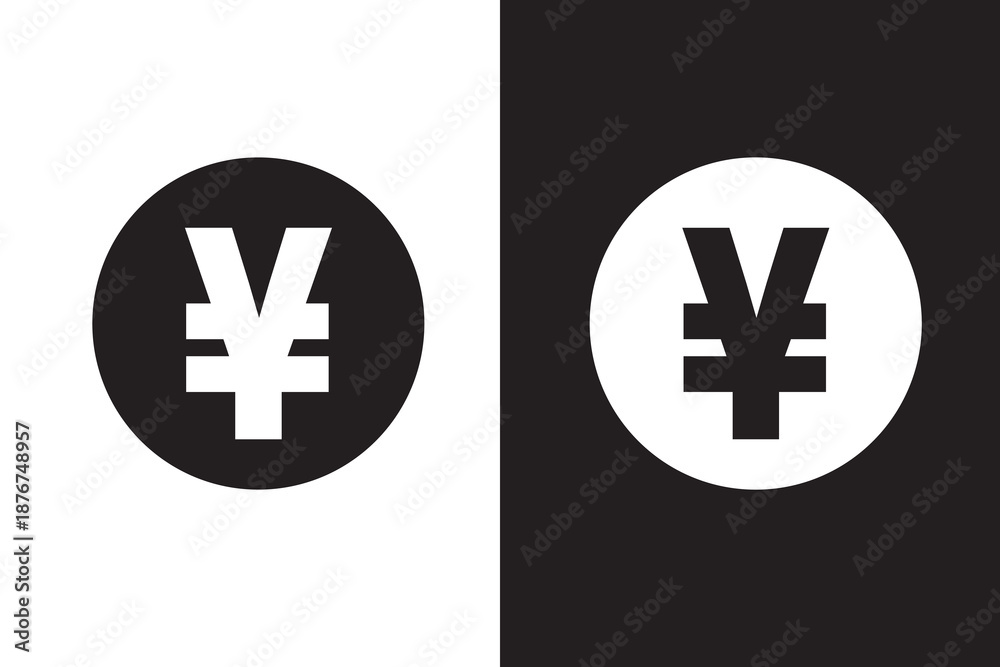 Fototapeta premium Yen icon flat stock illustrations set