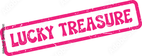 Vivid pink Lucky Treasure grunge stamp highlighting valuable findings and precious good fortune