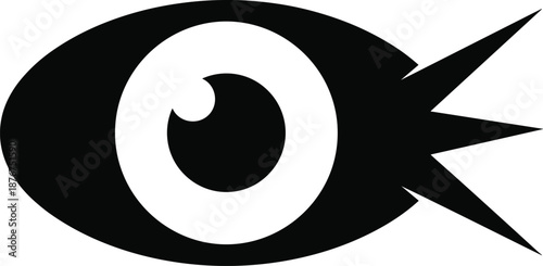 Black stylized eye with sharp points on white background Keywords: eye, symbol, logo, abstract, graphic, design, black, white