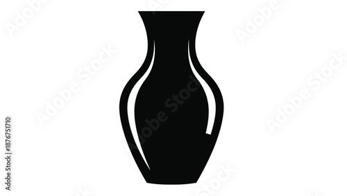 A simple black silhouette of an elegant vase on a white background