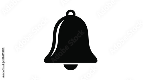 Simple black silhouette of a classic bell icon isolated on a white background