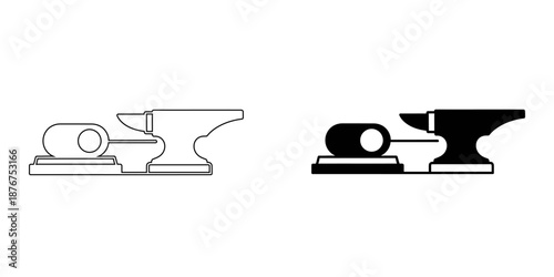 Legal Justice Gavel and Blacksmith Anvil Icon Modern Abstract Symbol for Law, Manufacturing Integrity, and Professional Authority