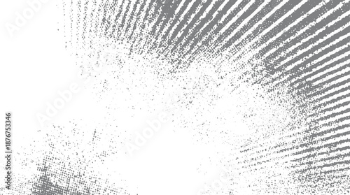 Abstract grunge background with radiating lines and scattered dots in gray and white, suggesting a dynamic and textured visual effect for
